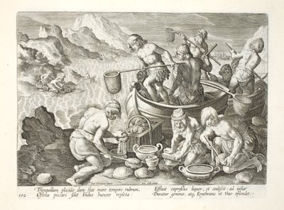Natives Fishing for Giant Clams on the Indus, plate 102, illustration from 